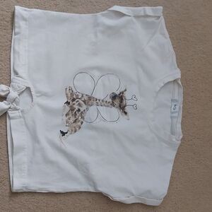 White Tee with Giraffe Print